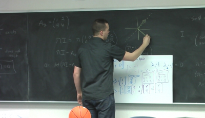 Figure 6: Presenter from Group 2 draws his group's eigenvectors.