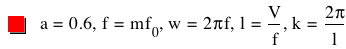 a=0.6,f=m*f_0,w=2*pi*f,l=V/f,k=2*pi/l