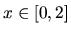 $x\in[0,2]$