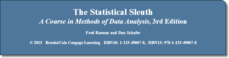  The Statistical Sleuth A Course in Methods of Data Analysis, 3rd Edition  Fred Ramsey and Dan Schafer © 2013 Brooks/Cole Cengage Learning ISBN10: 1-133-49067-0, ISBN13: 978-1-133-49067-8  